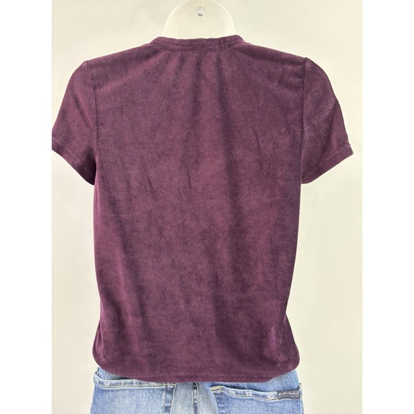 Juicy Couture Sleepwear Juniors Large Purple Ribbed Rhinestone Logo Tee - Picture 2 of 10